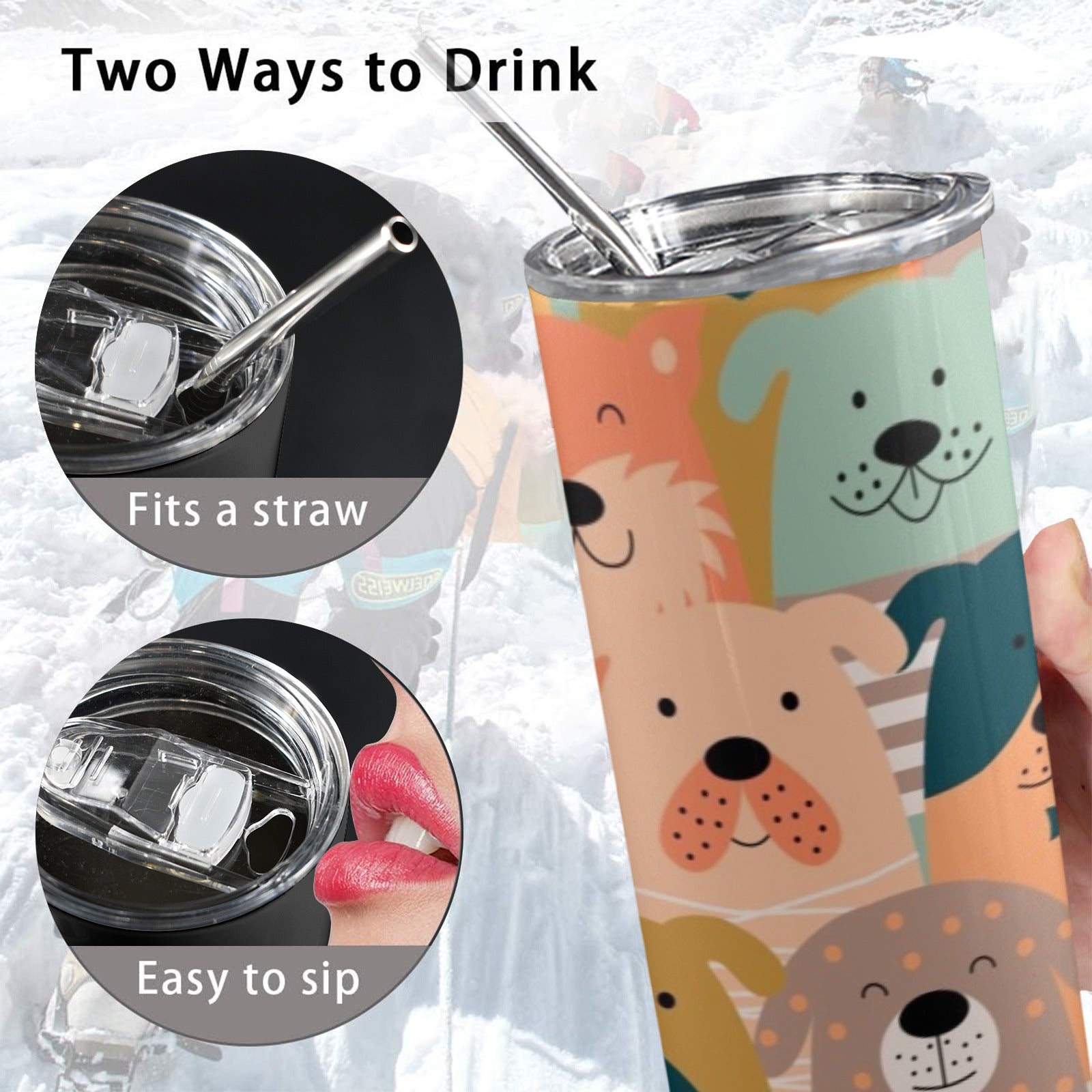 Lots Of Dogs - 20oz Tall Skinny Tumbler with Lid and Straw