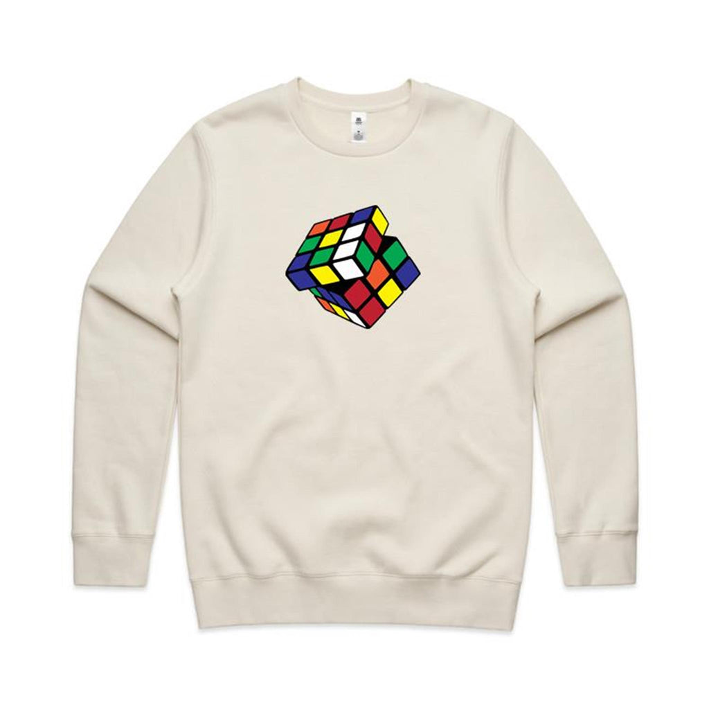 Cube - AS Colour Stencil Crew Ecru Sweatshirt Games Printed In Australia