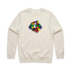 Cube - AS Colour Stencil Crew Ecru Sweatshirt Games Printed In Australia
