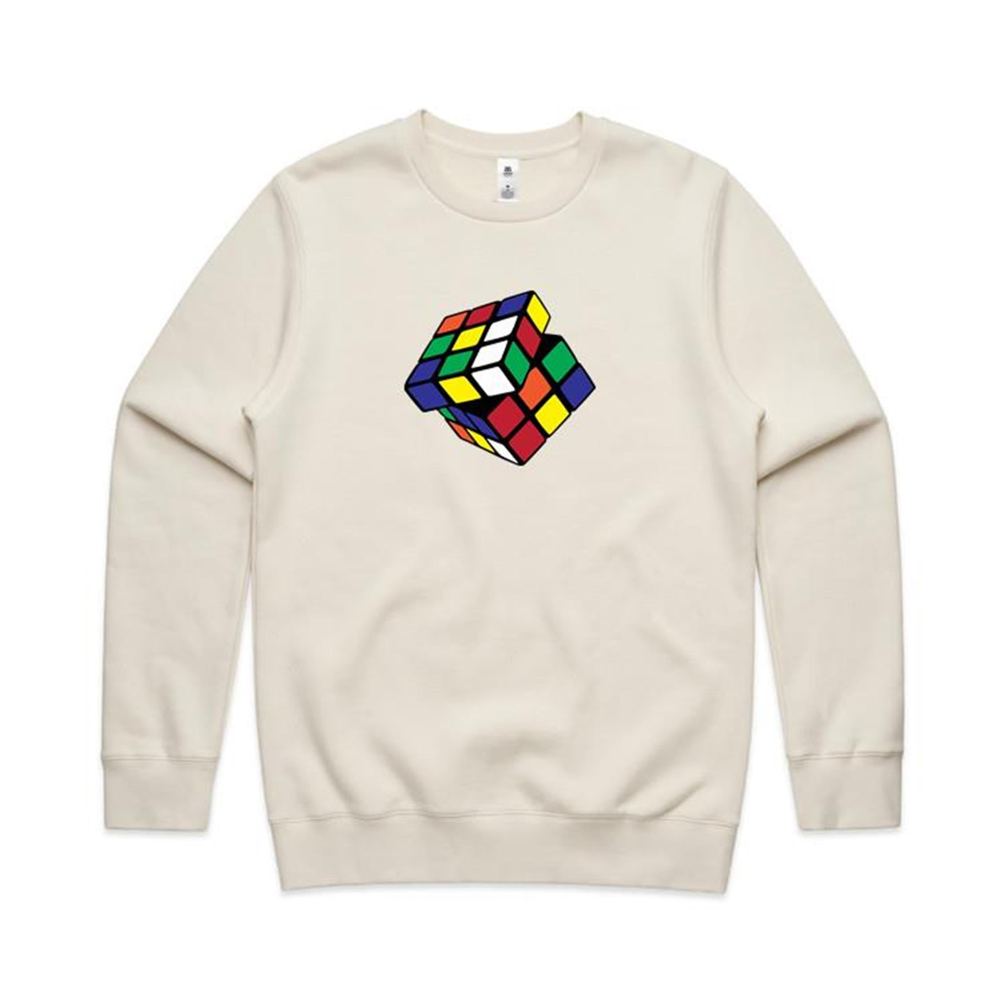 Cube - AS Colour Stencil Crew Ecru Sweatshirt Games Printed In Australia