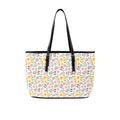 Boho Flowers And Leaves PU Leather Tote Bag Large One Size Leather Tote Bag-Large Plants Printed Offshore