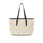 Boho Flowers And Leaves PU Leather Tote Bag Large One Size Leather Tote Bag-Large Plants Printed Offshore