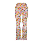 Bright And Colourful Flowers High Waist Crossover Tummy Control Flare Leggings