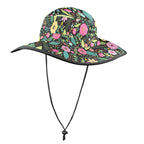 Bright Floral And Leaves Wide Brim Bucket Hat Wide Brim Bucket Hat Plants Printed Offshore