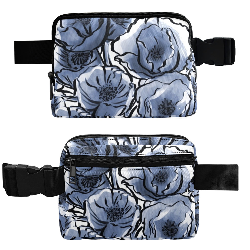 Blue And White Floral - Belt Bag
