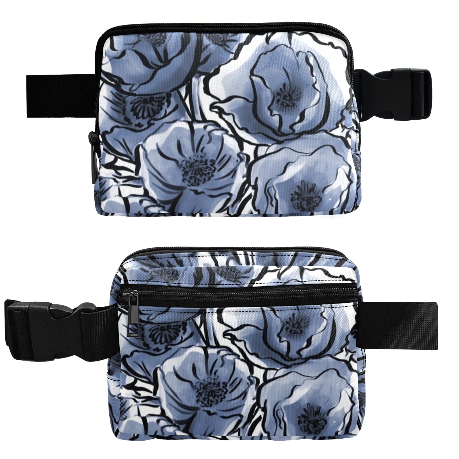 Blue And White Floral - Belt Bag