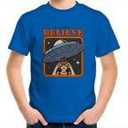 I Want To Believe, Alien UFO - Kids Youth T-Shirt Bright Royal Kids Youth T-shirt Printed In Australia Sci Fi