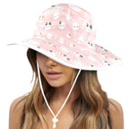 Pink Cats Wide Brim Bucket Hat Wide Brim Bucket Hat animal Printed Offshore