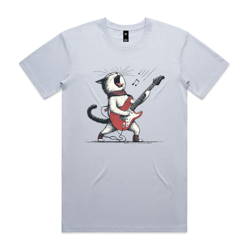 Cat Playing Guitar Men's AS Colour T-shirt Powder Mens T-shirt animal Music Printed In Australia
