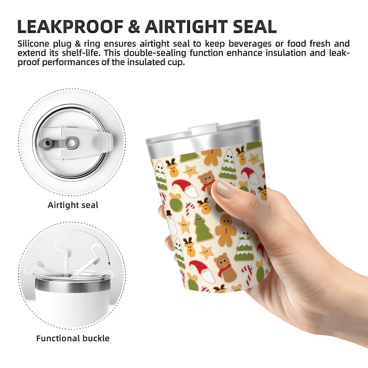 Cute Christmas Small Stainless Steel Travel Mug Cup 12oz/350ml