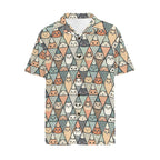 Diamond Cat Pattern Men's Short Sleeve Hawaiian Shirt Men's Hawaiian Shirt (New) animal Printed Offshore