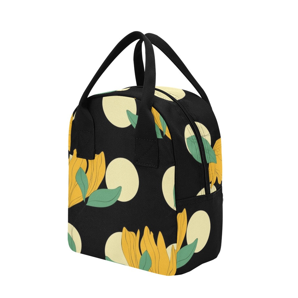 Yellow Flowers And Dots - Zipper Lunch Bag Zipper Lunch Bag Printed Offshore