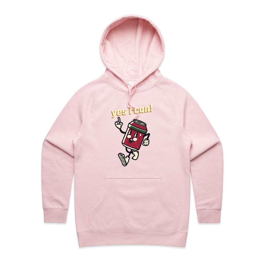 Yes I Can - Womens Hoodie Pink Womens Hoodie Positivity Printed In Australia