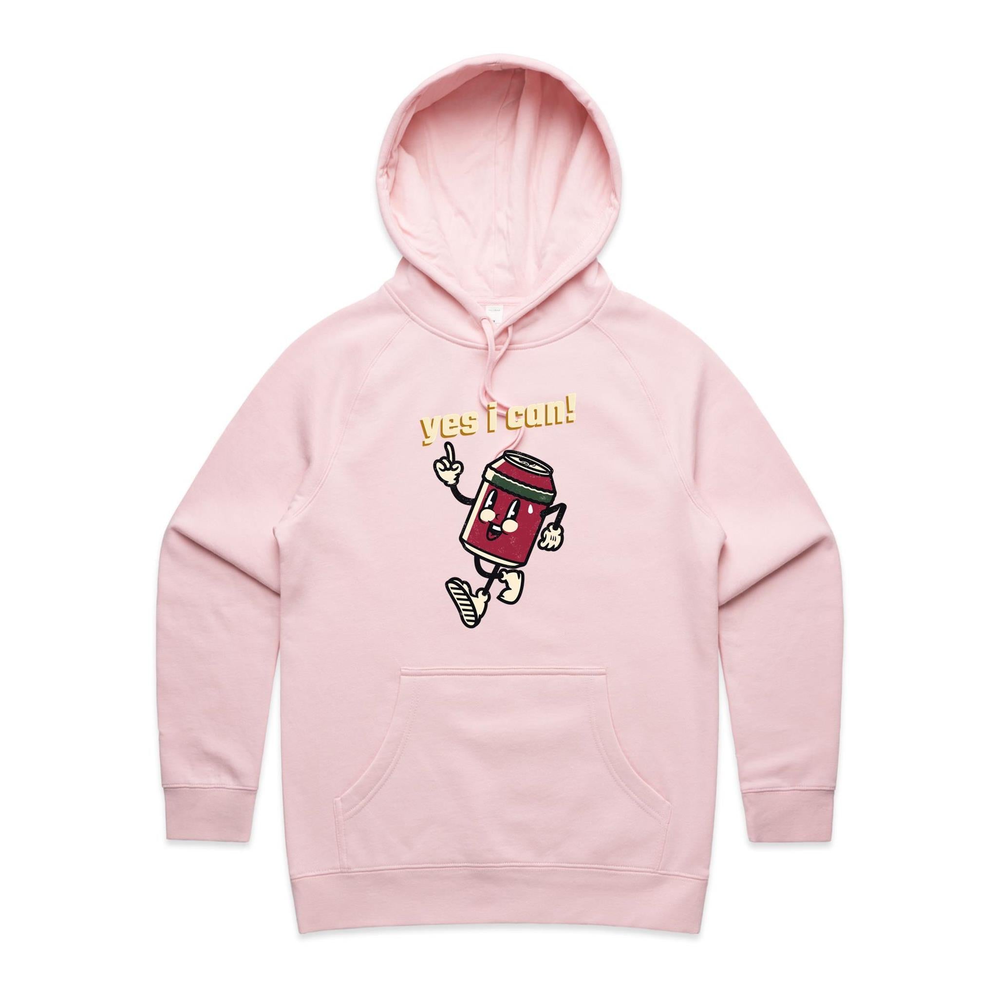 Yes I Can - Womens Hoodie Pink Womens Hoodie Positivity Printed In Australia