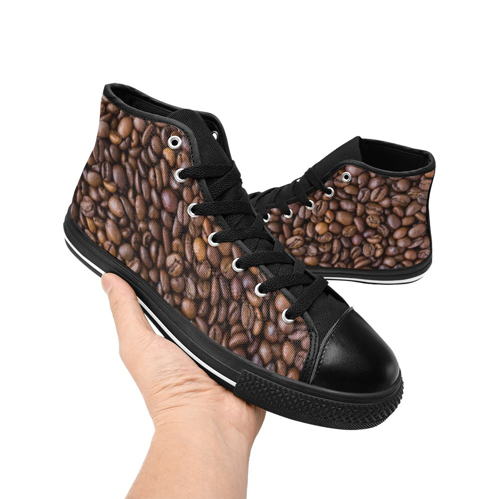 Coffee Beans Women's High Top Canvas Shoes Womens Classic High Top Shoes Coffee Printed Offshore