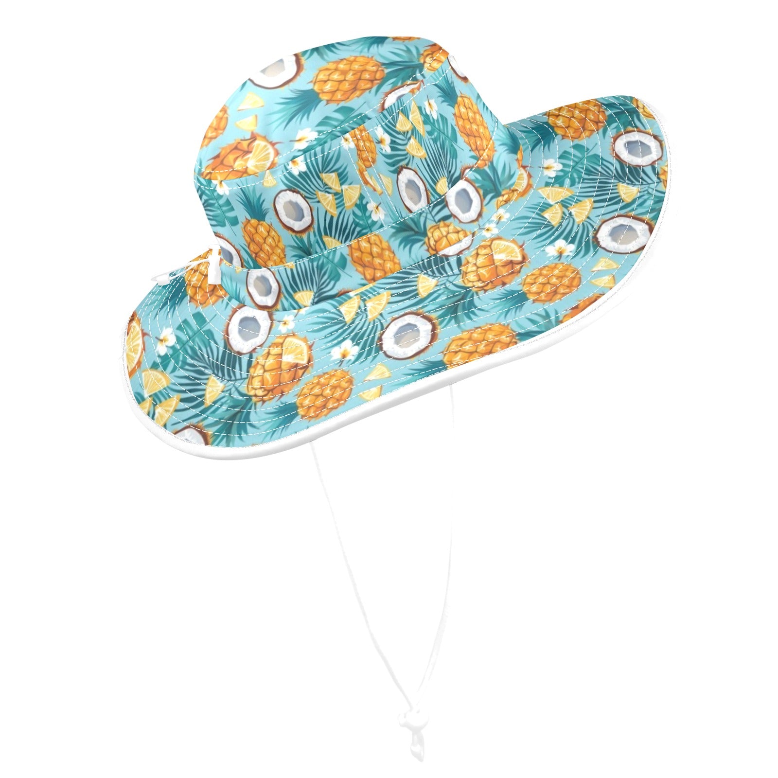 Pineapple Coconut Wide Brim Bucket Hat Wide Brim Bucket Hat Food Printed Offshore