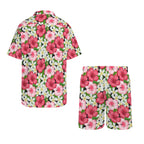 Hibiscus Men's Hawaiian Shirt & Shorts Set Men's Hawaiian Shirt & Shorts Set Plants Printed Offshore