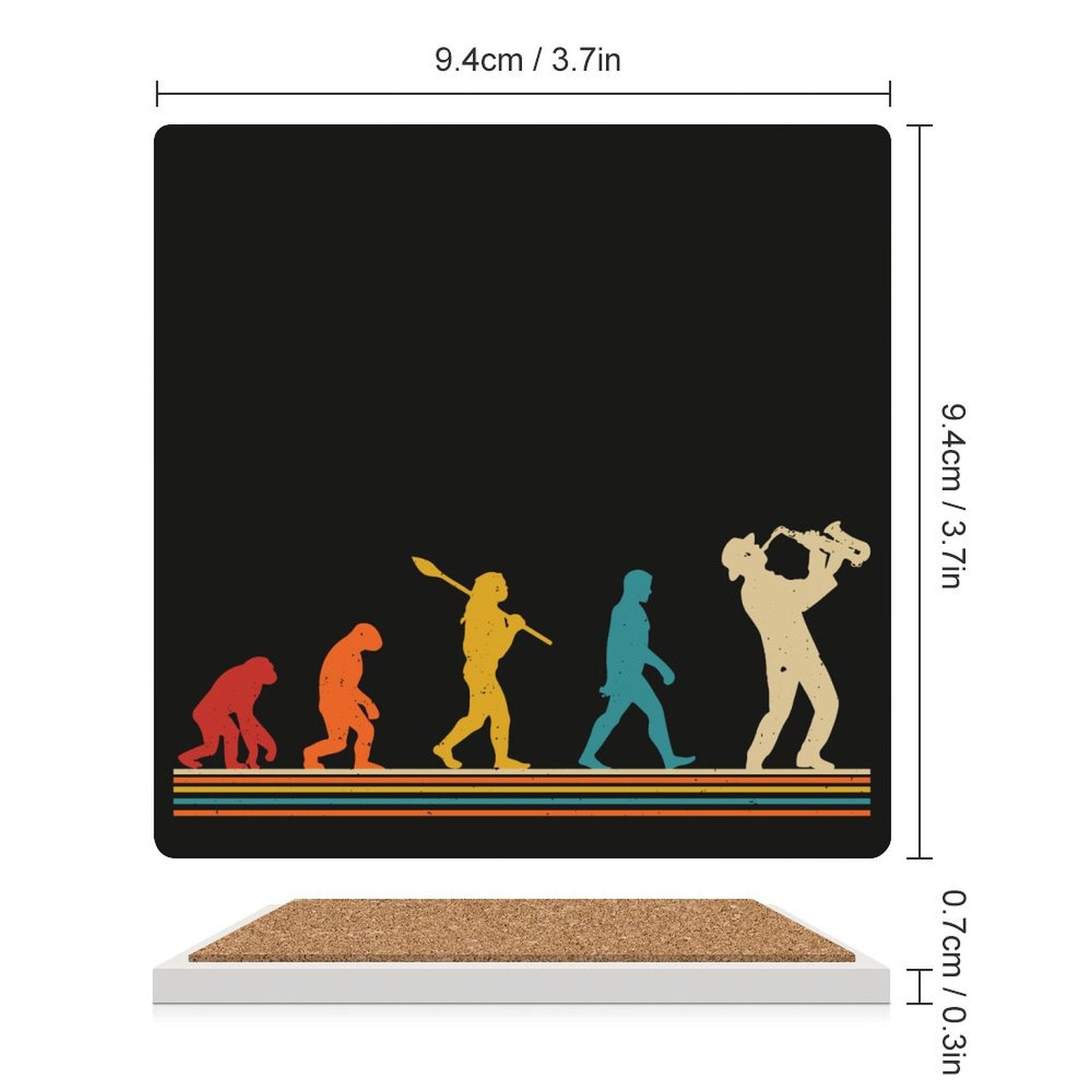 Saxophone Player Evolution - Ceramic Coasters (Square) Ceramic Coasters Music Printed Offshore