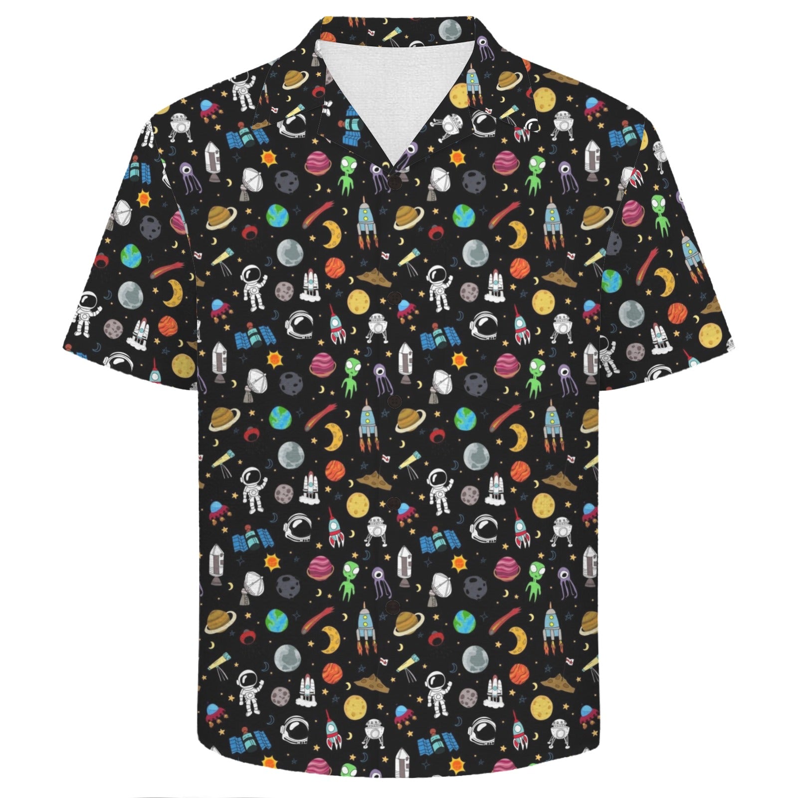 Fun Space Men's Crinkle Hawaiian Shirt