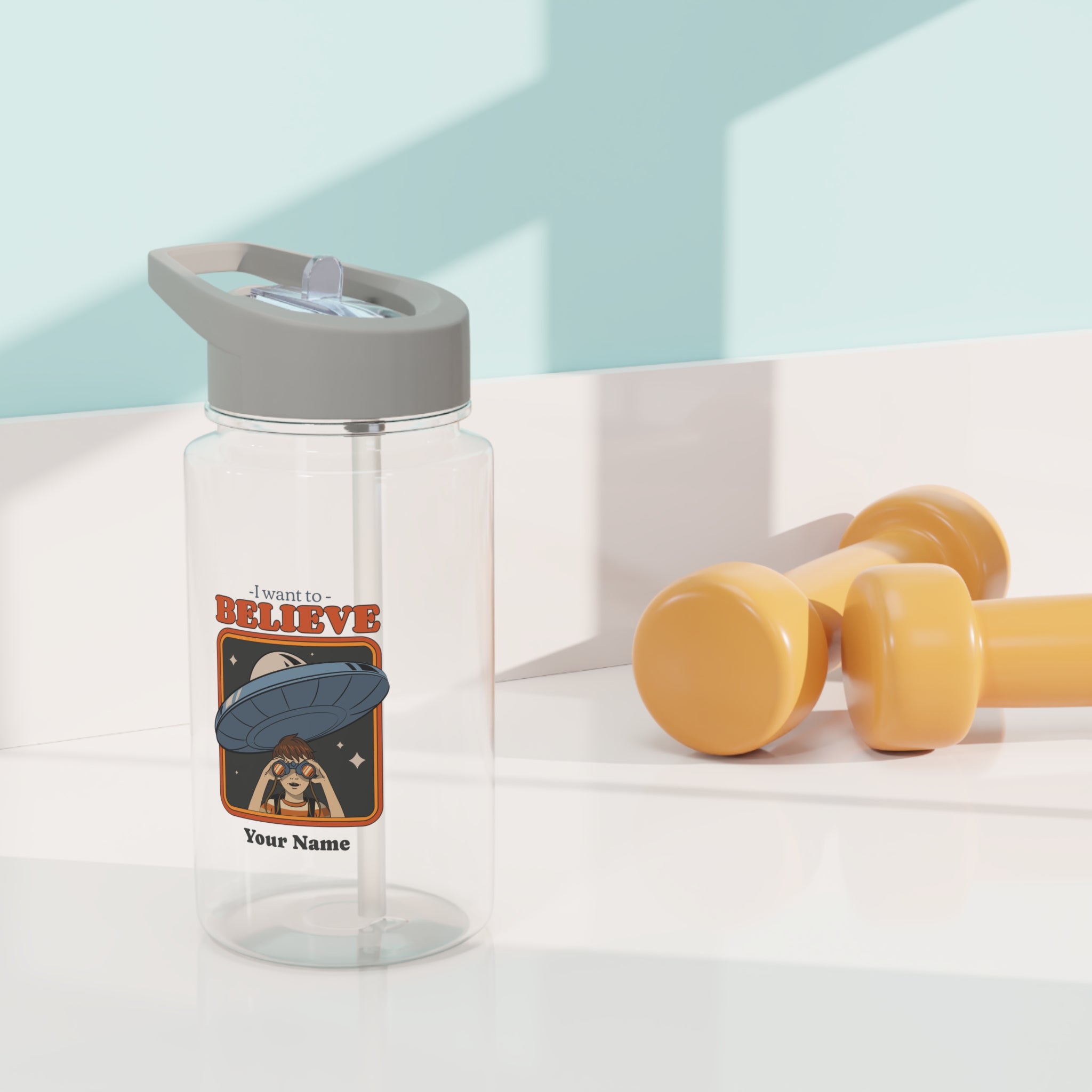 Personalised - UFO, I Want To Believe - Clear Tritan Water Bottle