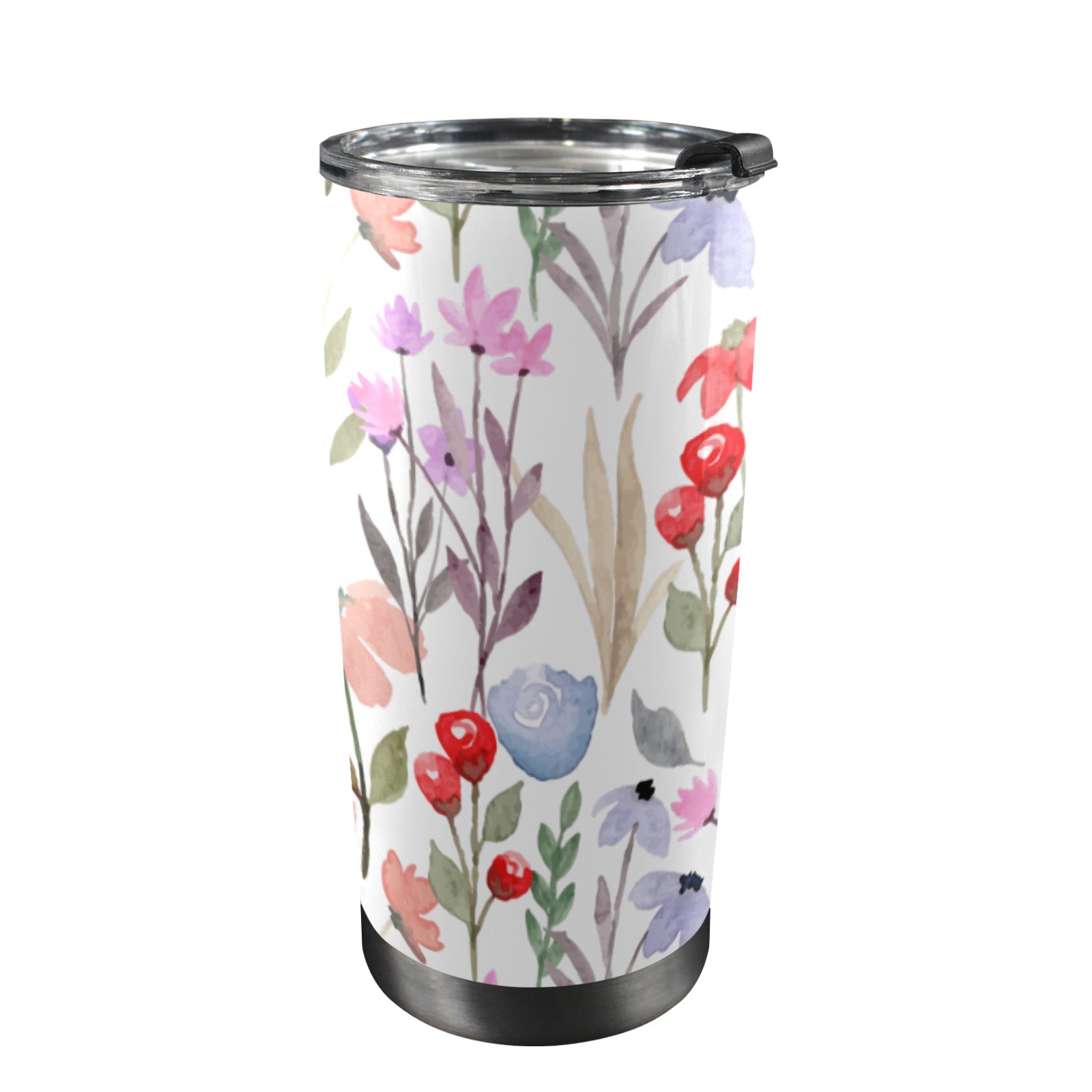 Floral Watercolour - 20oz Mobile Tumbler with Lid (Black Lock) One Size 20oz Travel Mug Plants Printed Offshore