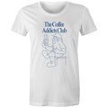 The Coffee Addicts Club - Womens T-shirt White Womens T-shirt Coffee Printed In Australia