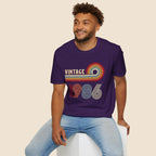 Turning 40 Vintage 1986 Retro Striped Unisex T-Shirt Unisex Adult T-shirt Birthday Globally Fulfilled