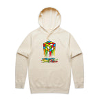 Melting Game Cube - Mens Hoodie Ecru Mens Hoodie Games Printed In Australia