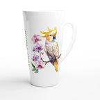 Personalise - Cockatoo, Australian Birds - White Latte 17oz Ceramic Mug Personalised Latte Mug animal Globally Fulfilled