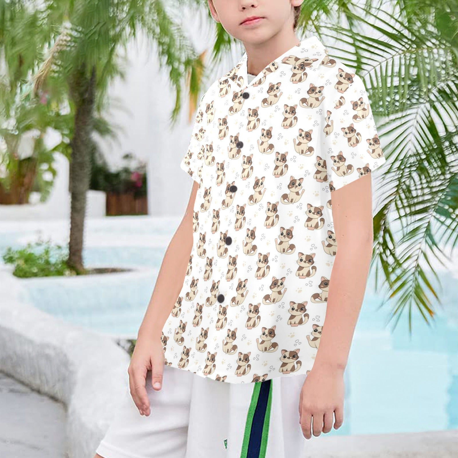 Cheeky Cats Senior Kids Hawaiian Shirt
