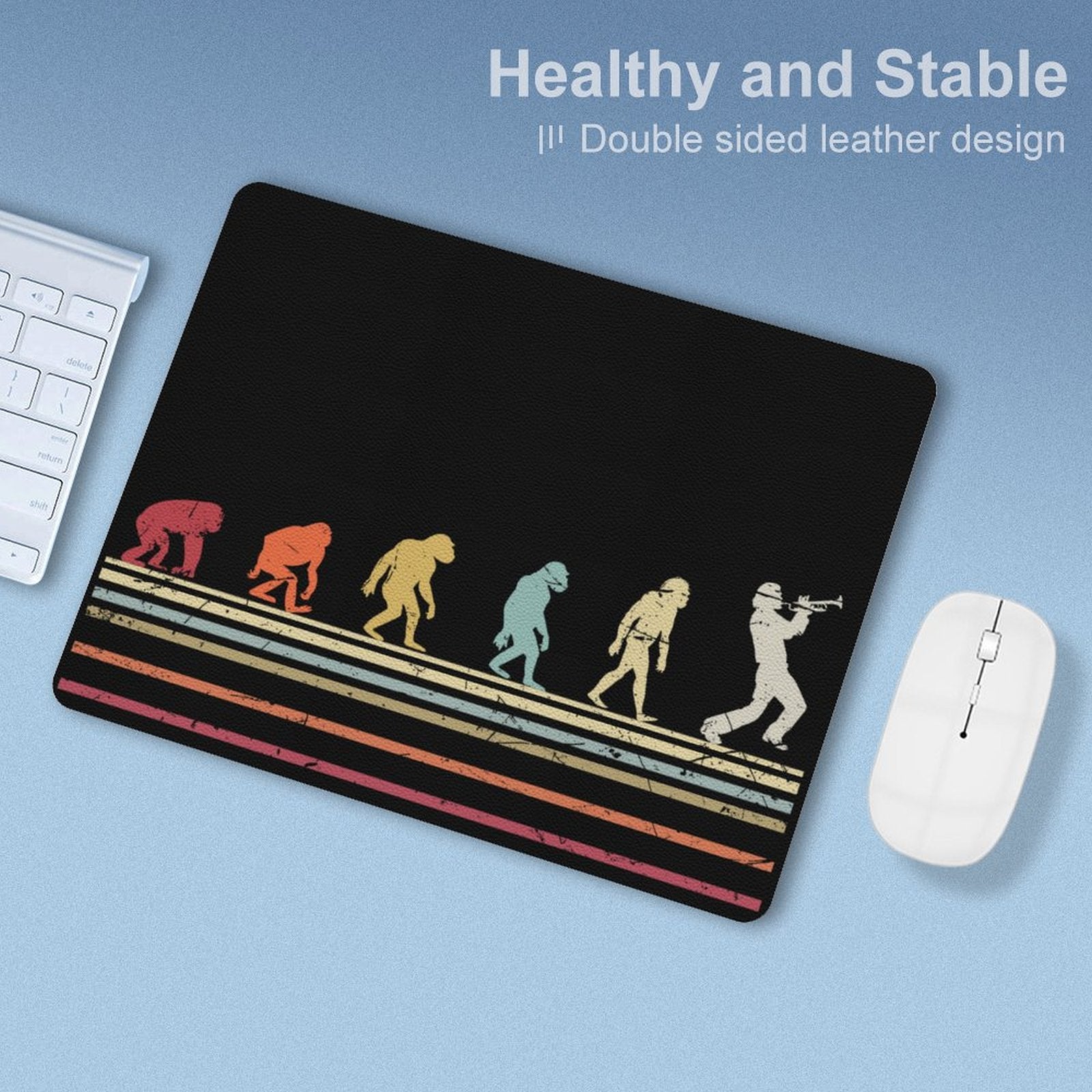 Evolution Of A Trumpet Player Leather Mouse Pad Leather Mouse Pad Music Printed Offshore
