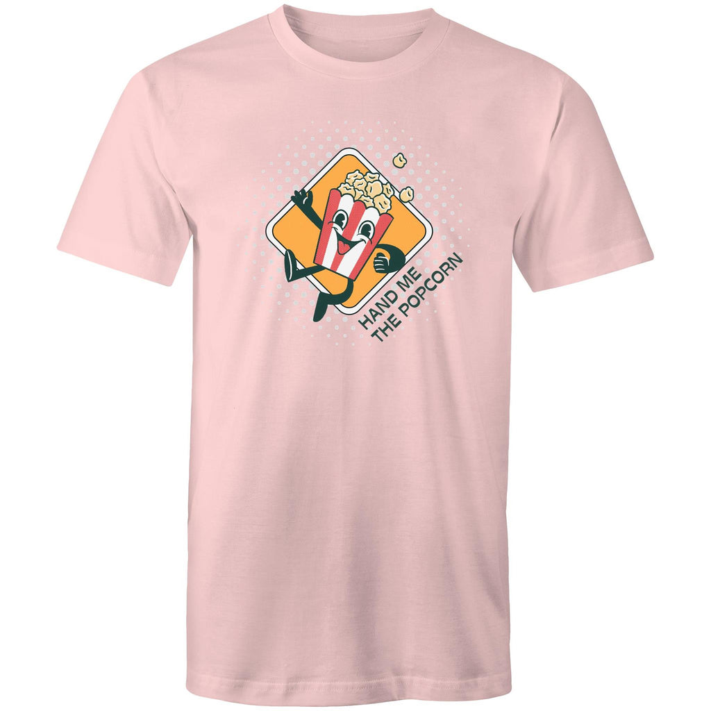 Hand Me The Popcorn - Mens T-Shirt Pink Mens T-shirt Food Funny Printed In Australia