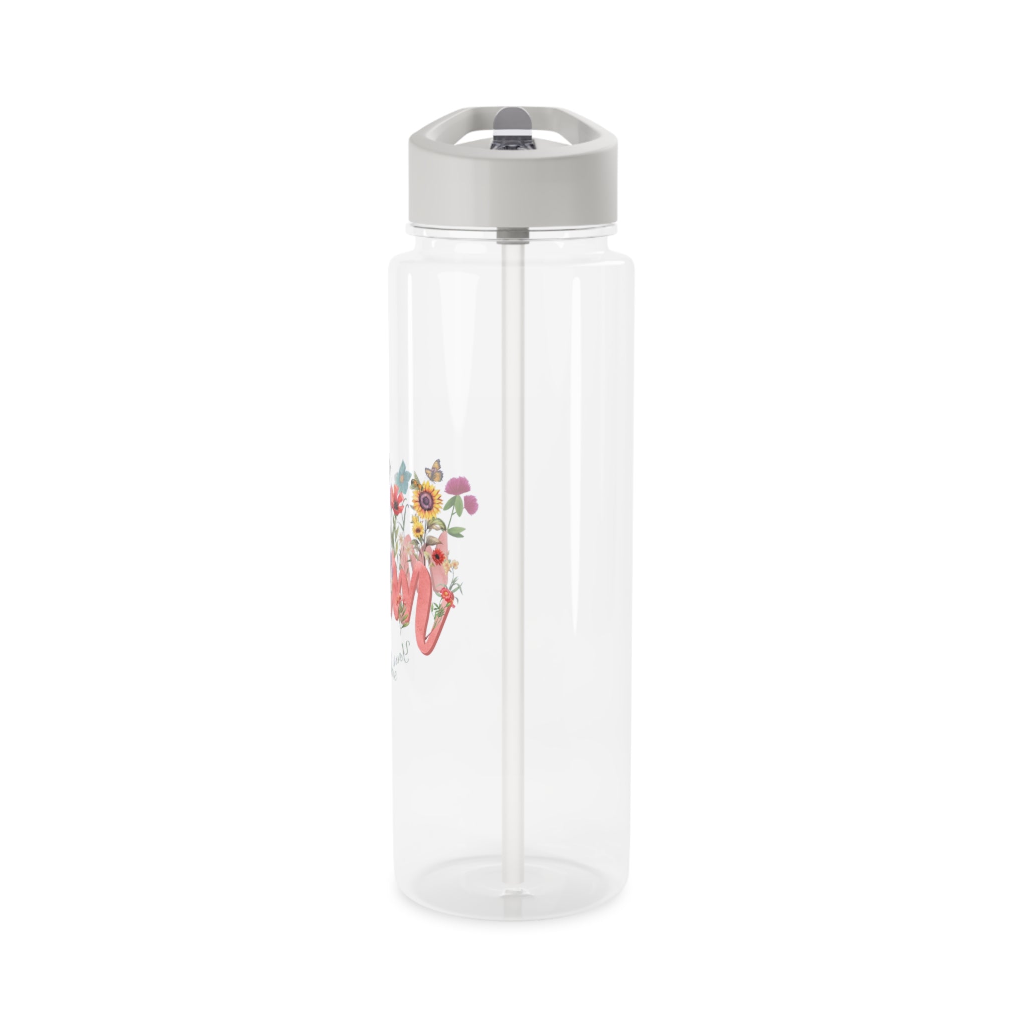 Personalised - Mum, With Flowers And Butterfly - Tritan Water Bottle