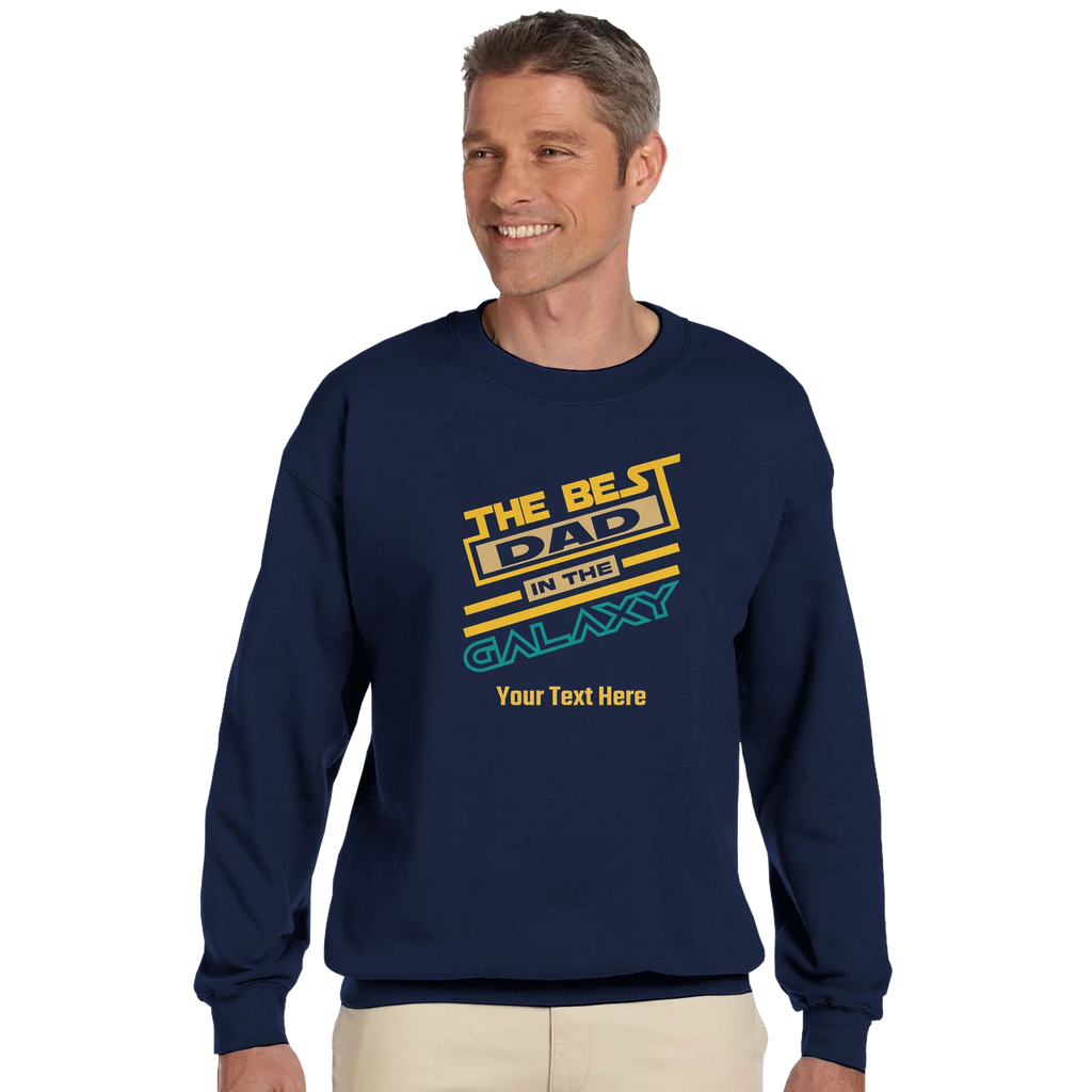 Personalised - The Best Dad In The Galaxy - Classic Unisex Crewneck Sweatshirt | Gildan® 18000 Navy Personalised Sweatshirt customise Dad Globally Fulfilled personalise