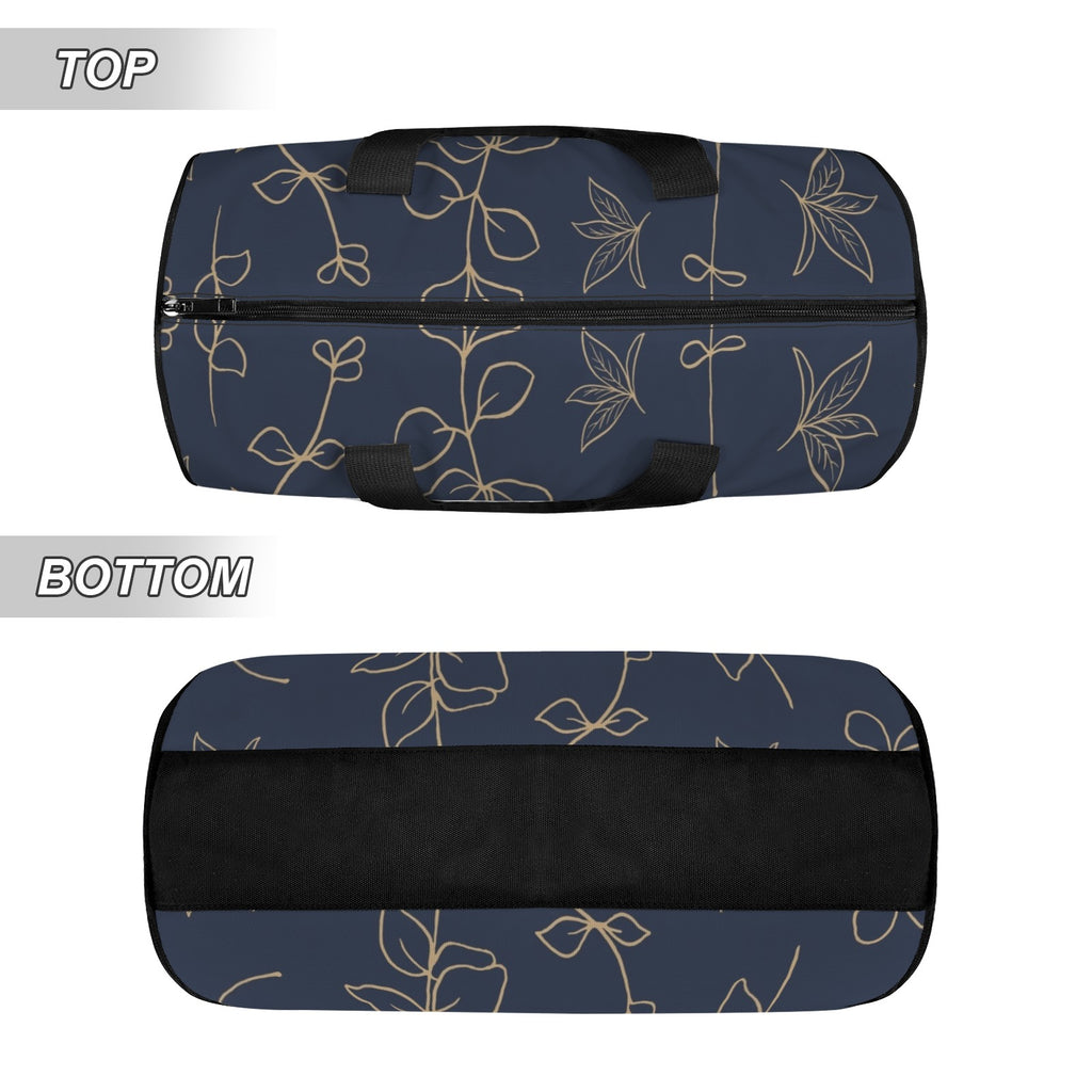Gold Flowers On Navy Duffle Bag Duffle Bag Printed Offshore