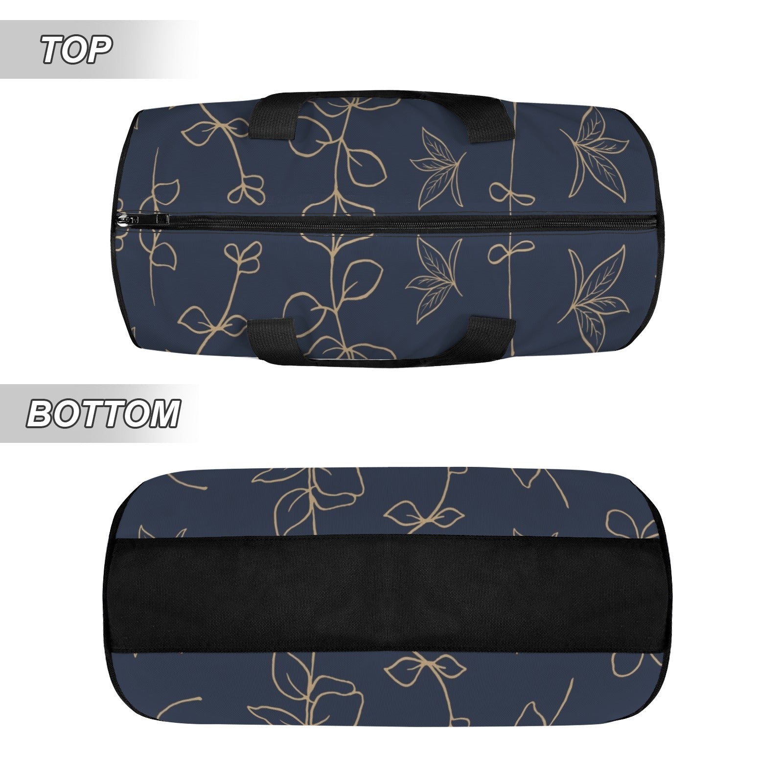 Gold Flowers On Navy Duffle Bag Duffle Bag Printed Offshore
