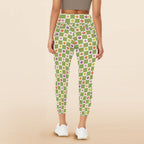 Flower Check Women's High Waist Pockets Yoga Leggings