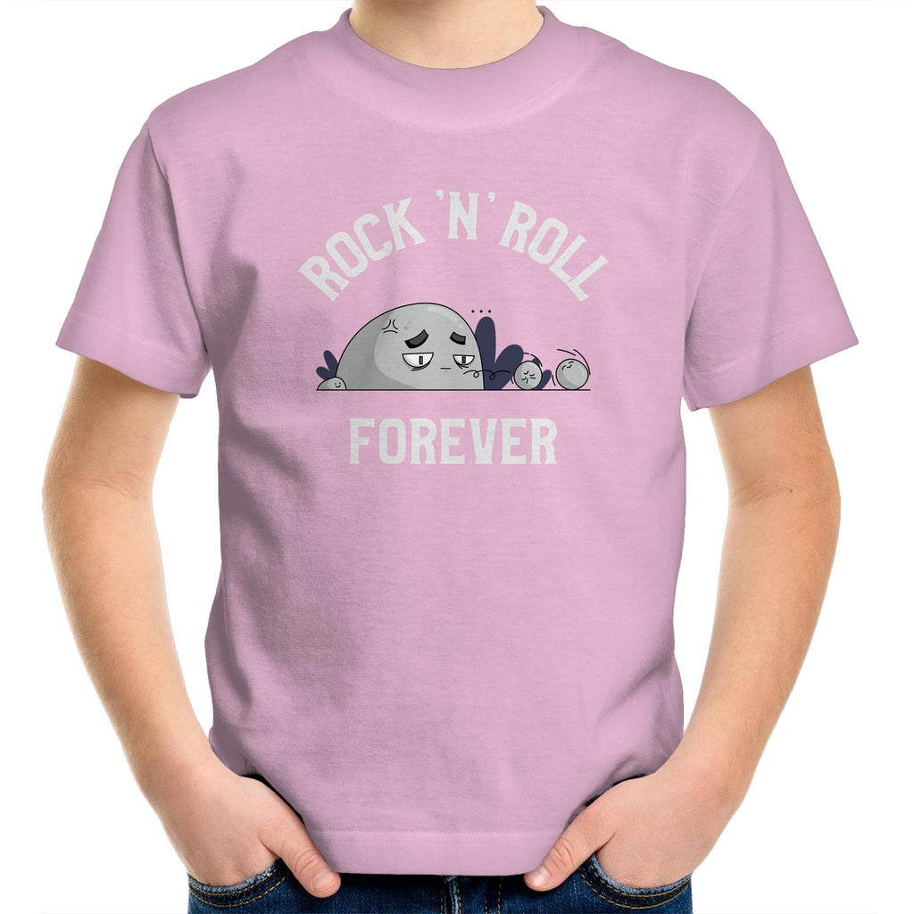 Rock And Roll Forever - Kids Youth T-Shirt Pink Kids Youth T-shirt Music Printed In Australia