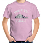 Rock And Roll Forever - Kids Youth T-Shirt Pink Kids Youth T-shirt Music Printed In Australia