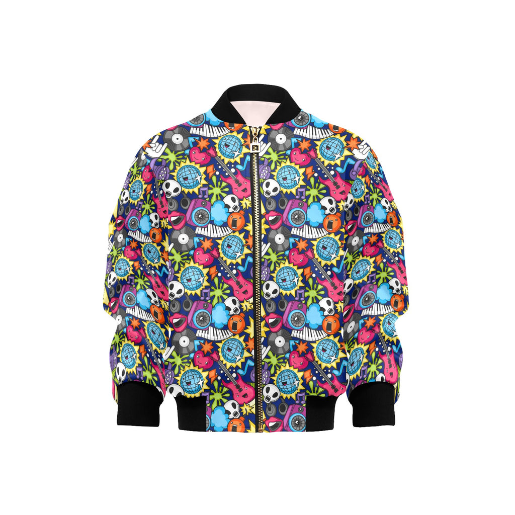 Sticker Music Kids Bomber Jacket XL Kids Bomber Jacket Music Printed Offshore