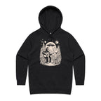 Alien And Bigfoot Play Guitar - Womens Hoodie Black Womens Hoodie Music Printed In Australia Sci Fi