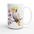 Personalise - Cockatoo, Australian Birds - White 15oz Ceramic Mug Personalised 15oz Mug animal Globally Fulfilled