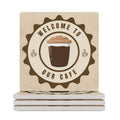 Welcome To Our Cafe Ceramic Coasters (Square) white Ceramic Coasters Coffee Printed Offshore