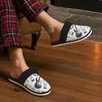 Rock Music Men's Fur Trim Thick-Sole Indoor Slippers Men's Fur Trimmed Slippers Music Printed Offshore
