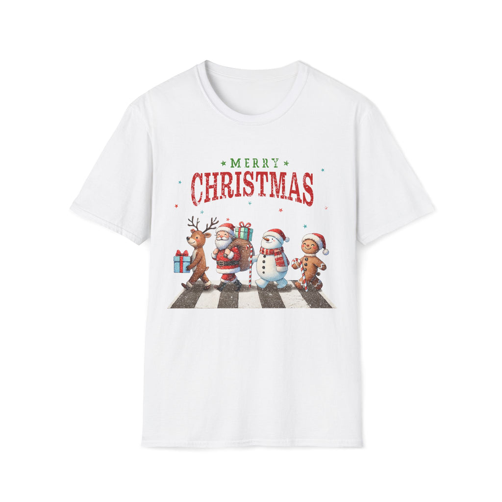 Fab Four Of Christmas Crossing The Road - Unisex Softstyle T-Shirt