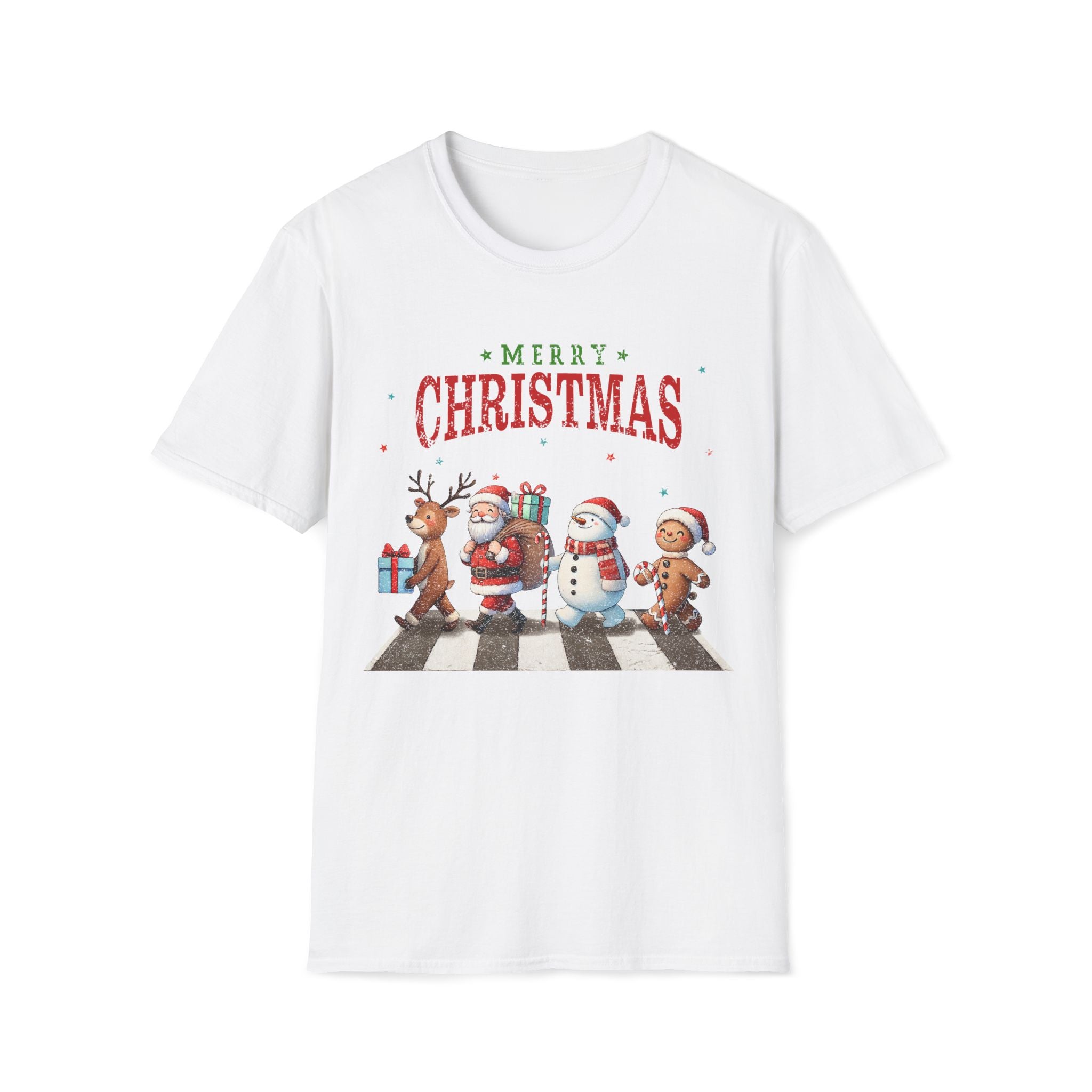 Fab Four Of Christmas Crossing The Road - Unisex Softstyle T-Shirt