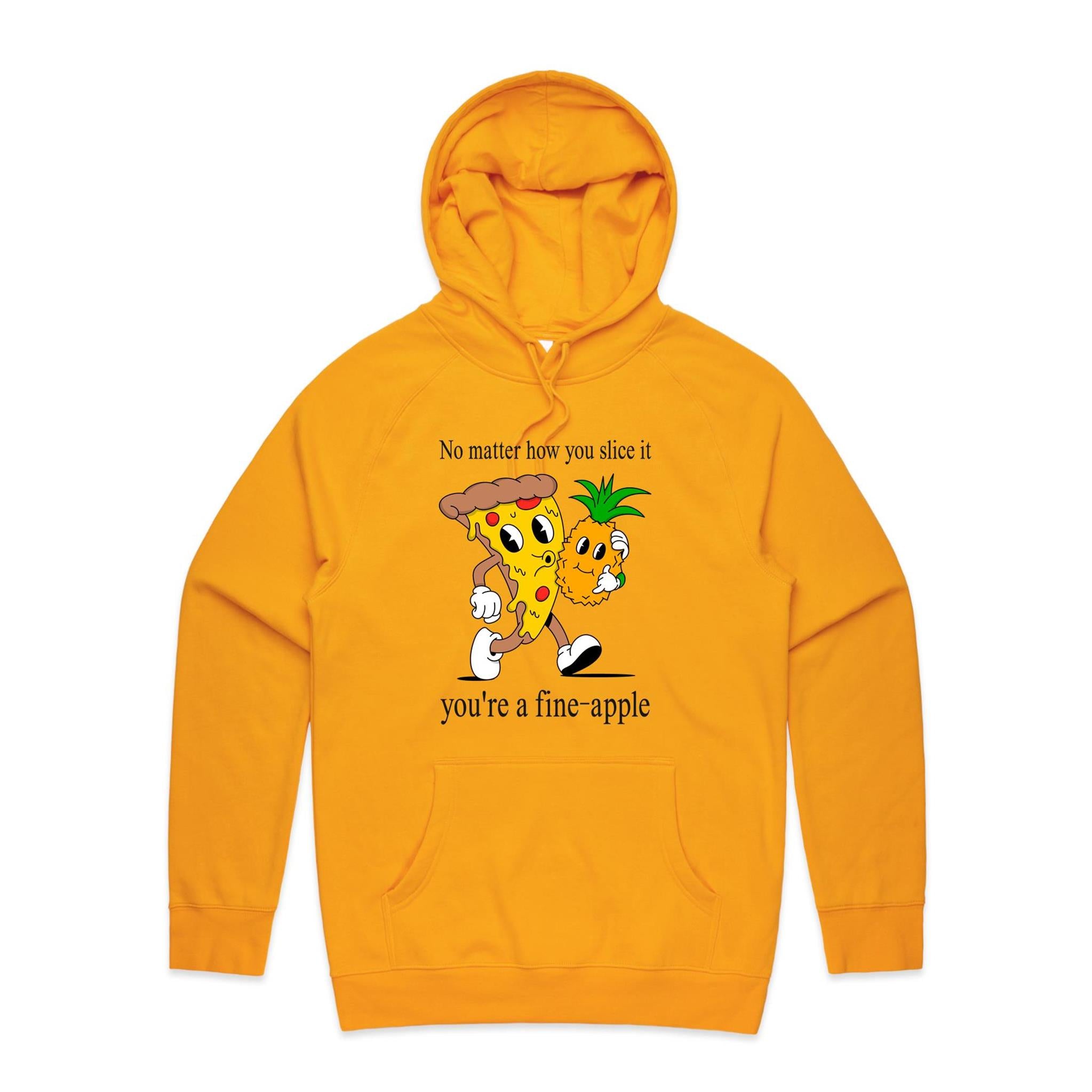 Pineapple Pizza - Mens Hoodie Gold Mens Hoodie Food Printed In Australia