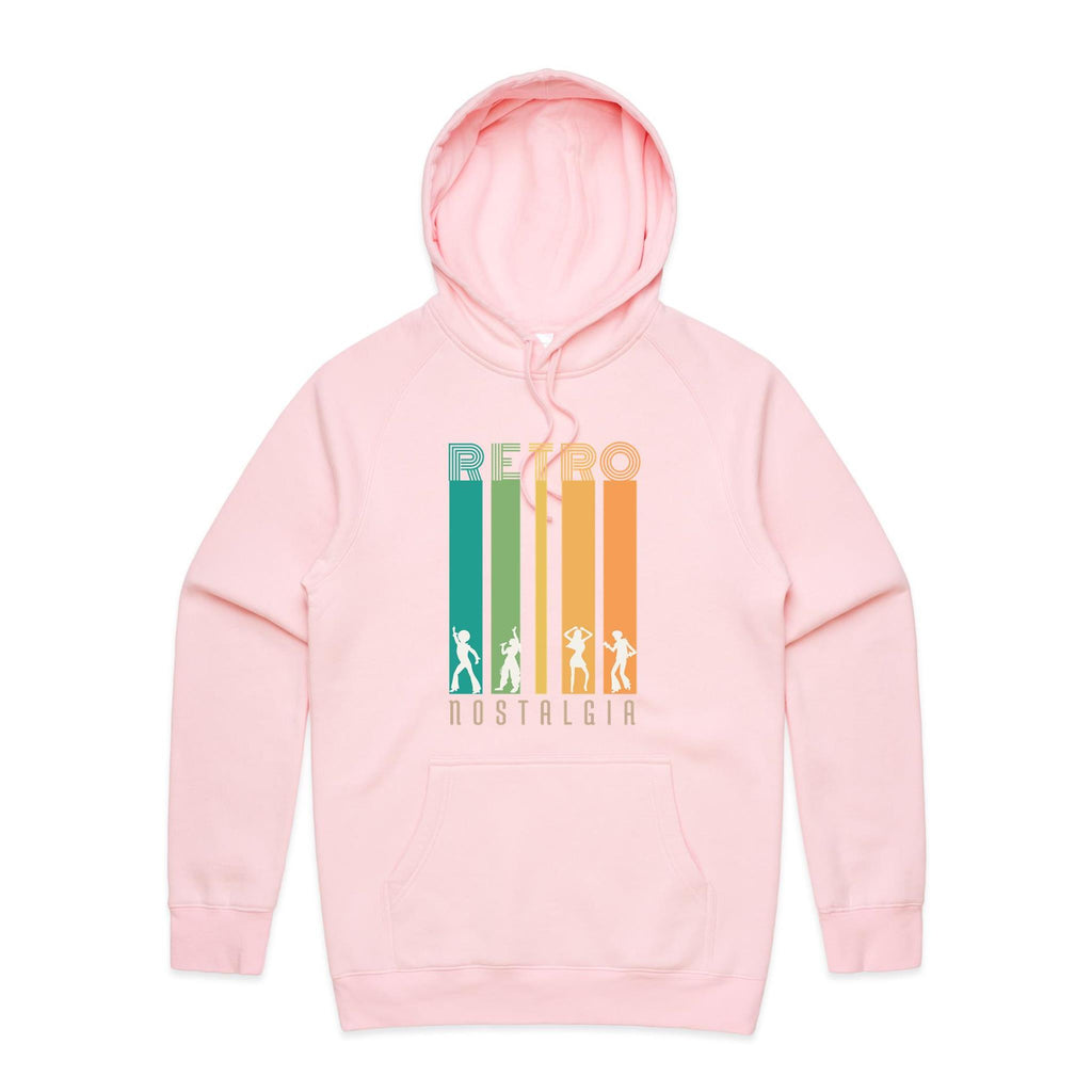 Retro Nostalgia - Mens Hoodie Pink Mens Hoodie Printed In Australia Retro