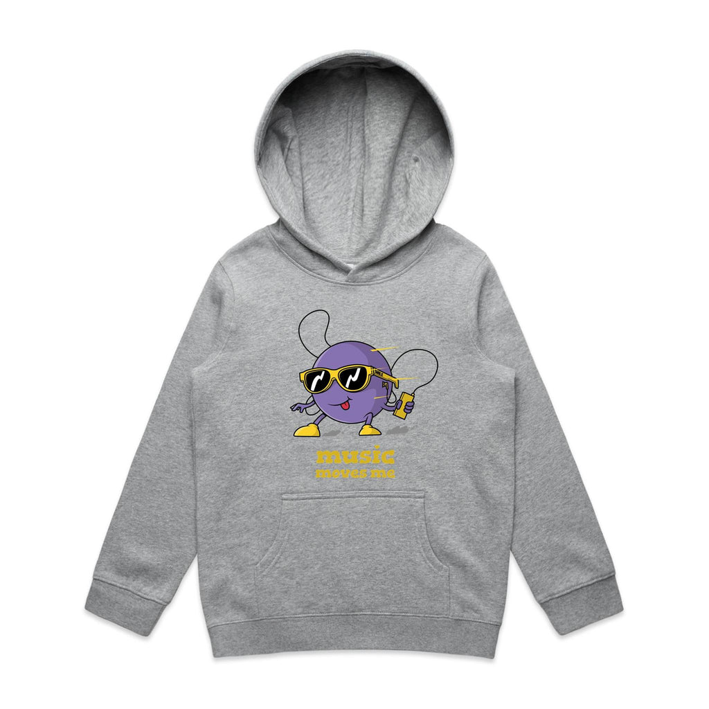 Music Moves Me - Kids Hoodie Grey Marle Kids Hoodie Printed In Australia