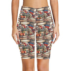 Watercolour Books Women's Bike Shorts With Side Pockets Women's Bike Shorts Printed Offshore Reading